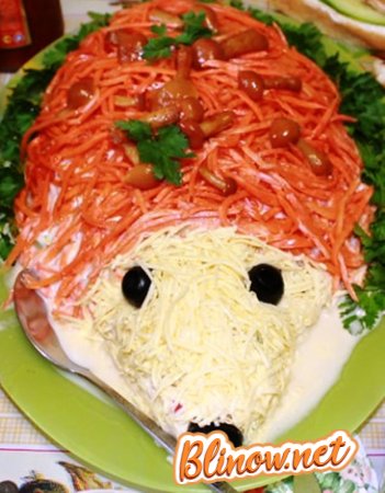Салат «Ежик» с корейской морковкой